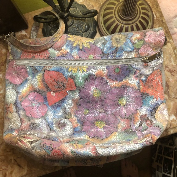 Beautiful ‘Borse In Pelle’ Italian Crackled Leather crossbody Bag - Picture 2 of 12